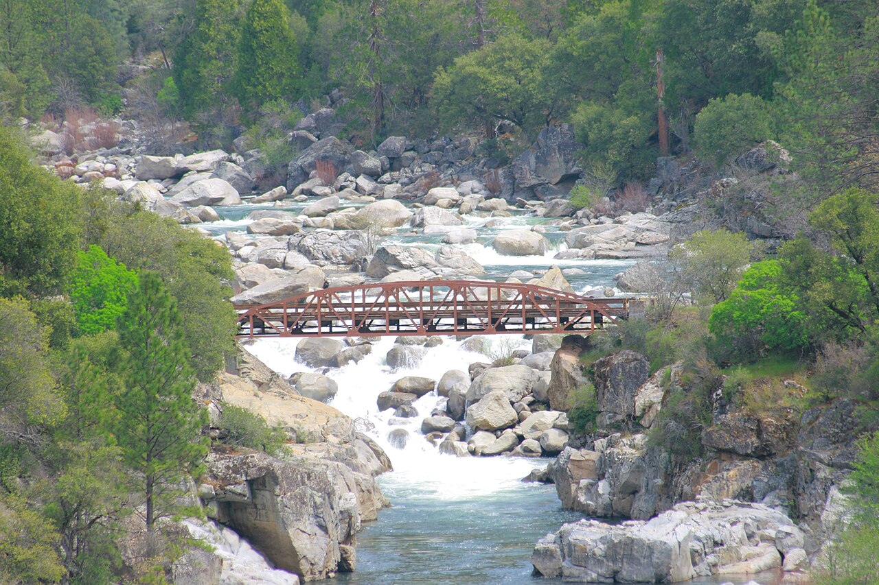 Lumsden Bridge above boulder-strewn whitewater on the Tuolumne River